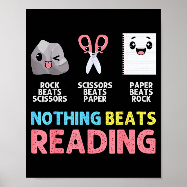 Affiche Nothing Beats Reading Funny Rock Paper Scissors  (Devant)