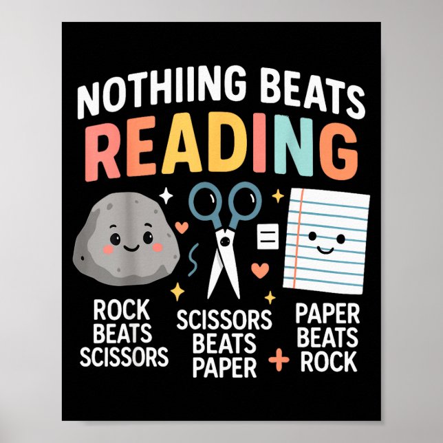 Affiche Nothing Beats Reading Rock Paper Scissors Funny Bo (Devant)