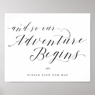 Affiche Notre aventure commence Guest Book Map Mariage Sig