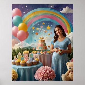 Affiche Notre bébé arc-en-ciel arrive en scène de jardin