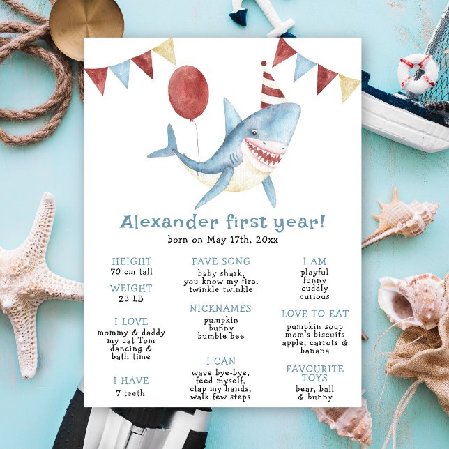 Affiche Notre bébé requin premier anniversaire étape impor (Créateur téléchargé)