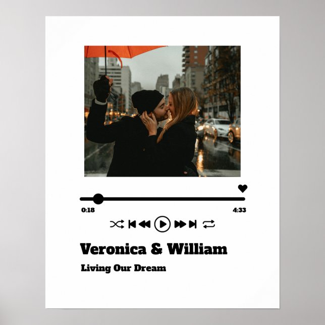 Affiche Notre Chanson D'Amour Personnalisée Chanson (Devant)