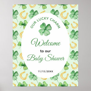 Affiche Notre Charme Chanceux Bienvenue à la Baby Shower d