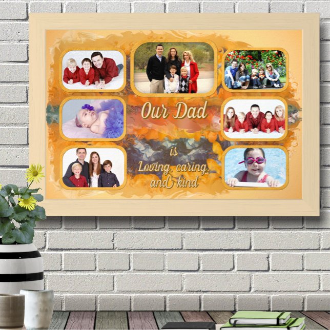Affiche Notre collage de photos de papa Résumé Coucher de  (Créateur téléchargé)