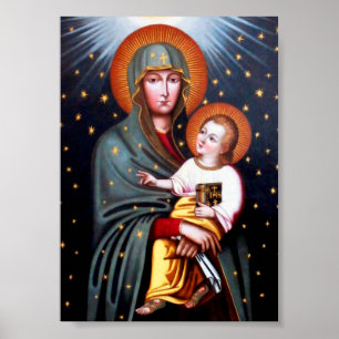 Affiche Notre-Dame de Fatima Vintage catholique polonaise
