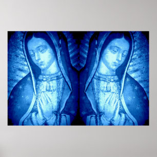 AFFICHE NOTRE-DAME DE GUADALUPE BLEU