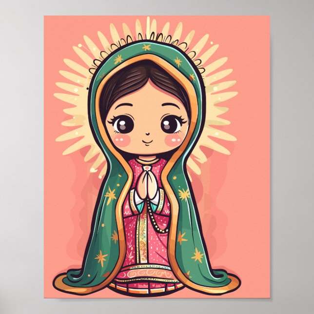 Affiche notre dame de guadalupe joli style kawaii (Devant)