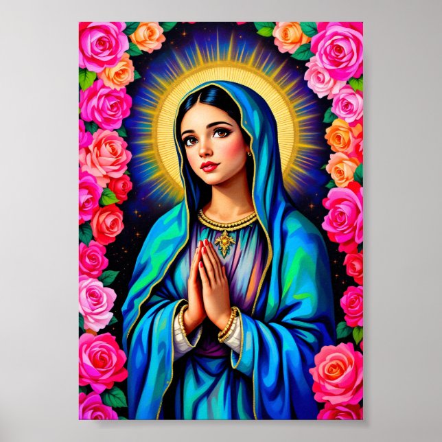 Affiche Notre-Dame de Guadalupe priant Vierge Marie Vibran (Devant)
