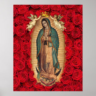 Affiche Notre-Dame de Guadalupe Tilma Crown Angels Catholi