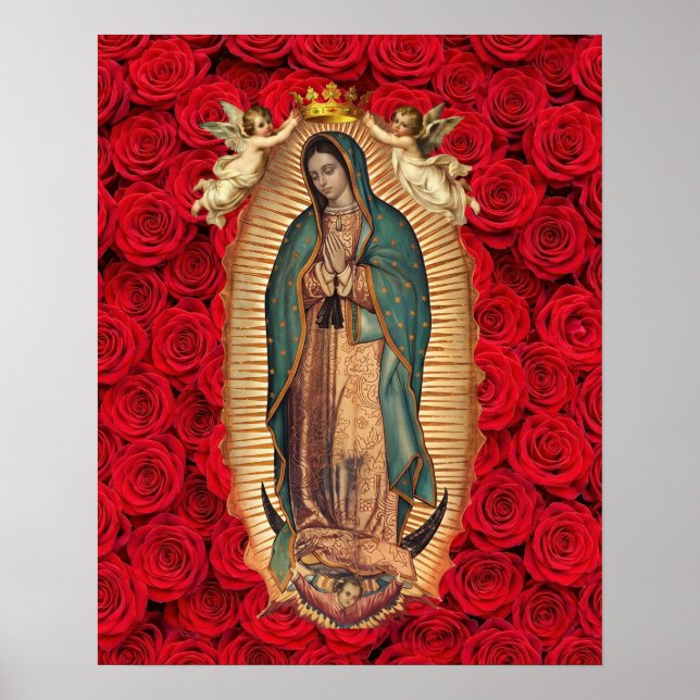 Affiche Notre-Dame de Guadalupe Tilma Crown Angels Catholi (Devant)