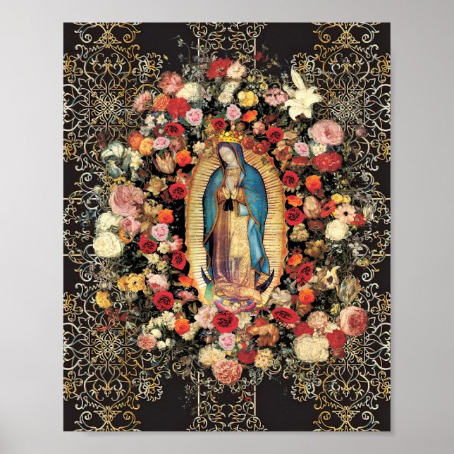 Affiche Notre-Dame de Guadalupe Vierge Marie Colorée (Devant)