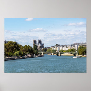 Affiche Notre Dame de Paris et la Seine - France