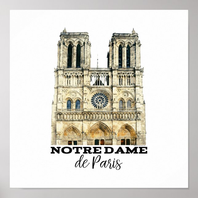 Affiche Notre-Dame de Paris Souvenir France Cathédrale (Devant)
