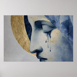Affiche Notre-Dame des Douleurs – Marie aquarelle minimali