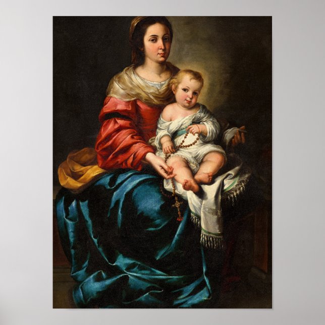 Affiche Notre-Dame du Rosaire par Bartolome Murillo (Devant)