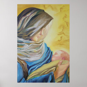 Affiche Notre Dame du Silence tenant le bébé Jésus