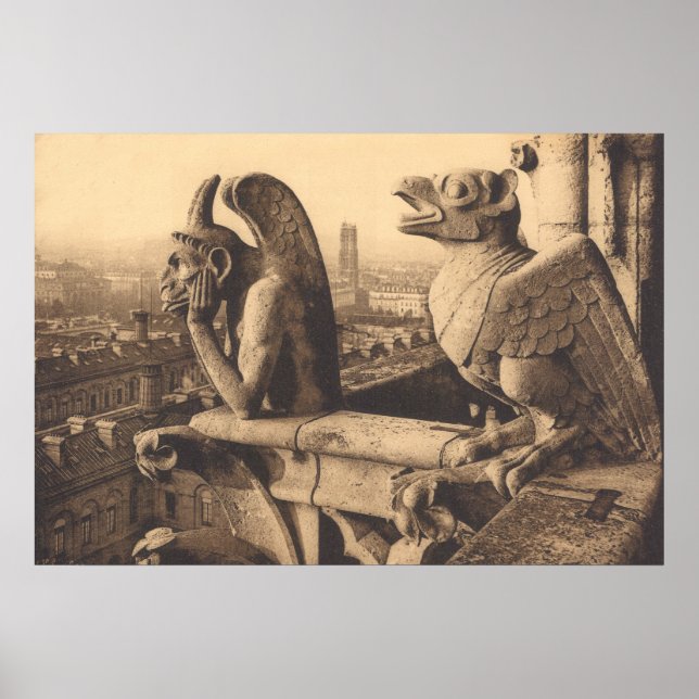 Affiche Notre Dame Gargoyle vers 1900 (Devant)