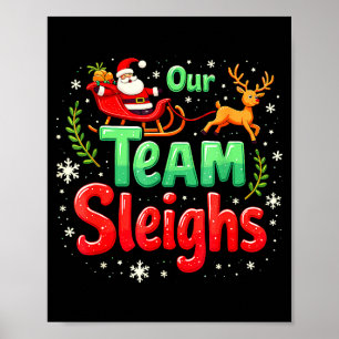 Affiche Notre équipe dévale Noël Père Noël Renne Bureau