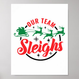 Affiche Notre équipe dort Noël Famille Pyjama Noël Noël Ho