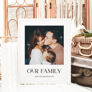 Affiche Notre famille Texte et photo modernes en noir et