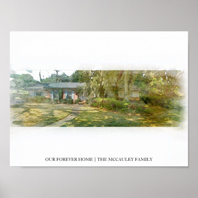Affiche Notre Forever Home Custom House Portrait Aquarelle (Devant)