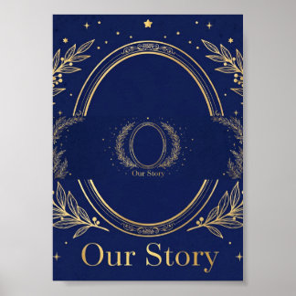 Affiche Notre Histoire Cadeau Photo Or Navy - Souvenir Ova