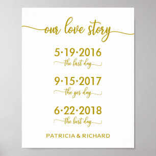 Affiche Notre histoire d'amour Dates spéciales Panneau de