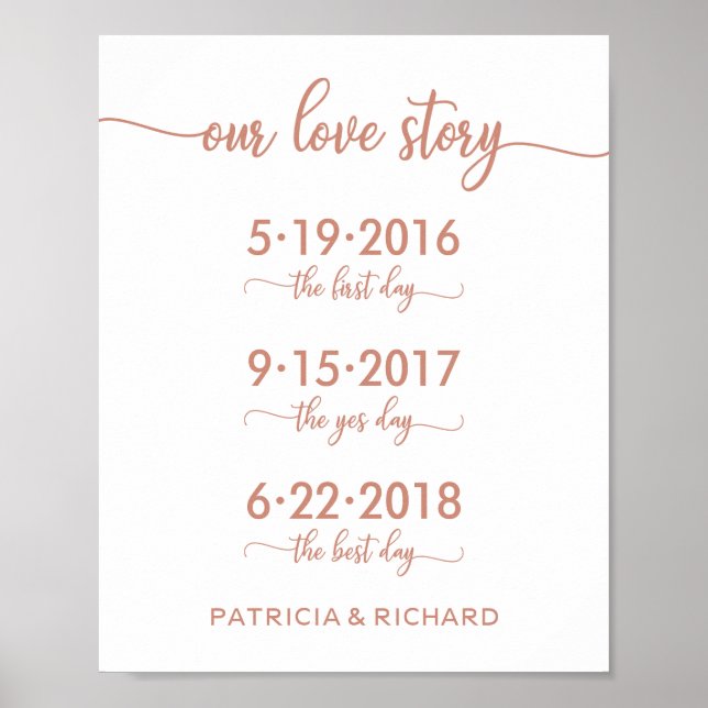 Affiche Notre histoire d'amour Dates spéciales Rose Gold P (Devant)