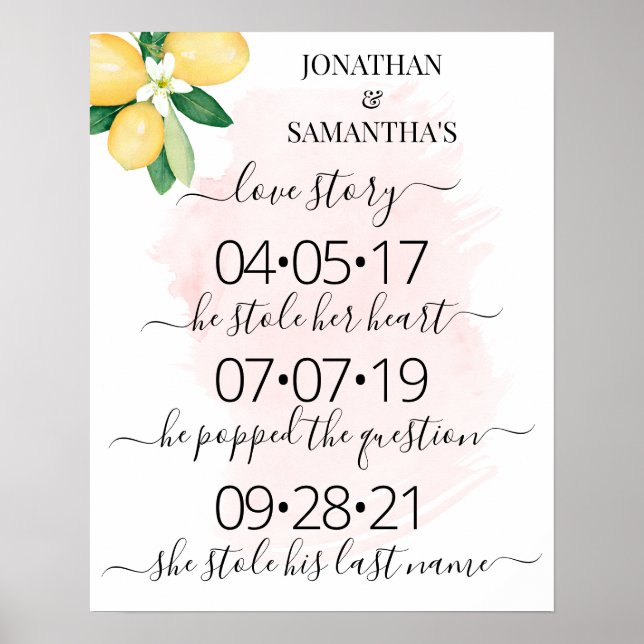 Affiche Notre histoire d'amour Meilleur jour Citrons Rose  (Devant)