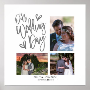 Affiche Notre Jour de Mariage Collage de Photos avec Texte