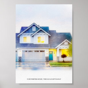 Affiche Notre maison pour toujours Portrait de maison pers