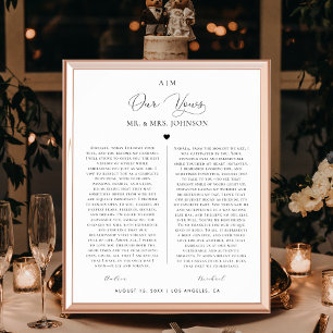 Affiche Notre Mariage Vows Monogramme 1er anniversaire Cad