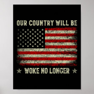 Affiche Notre pays ne sera plus éveillé Trump 2025 Vint