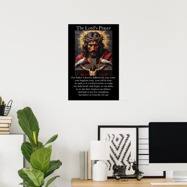 Affiche Notre Père Crucifixion Saint-Esprit Colombes Blanc (Bureau à domicile)