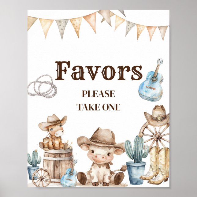Affiche Notre petit Baby shower sauvage Ouest de Cowboy Fa (Devant)