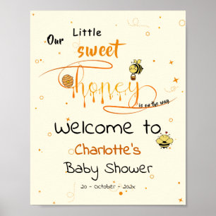 Affiche Notre petite douceur de miel arrive Baby Shower