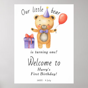 Affiche Notre Petite Ours Est En Train De Tourner Un Anniv