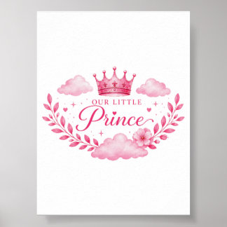 Affiche Notre Petite Princesse Couronne Rose Bébé Fille