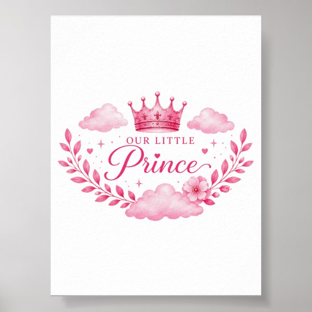 Affiche Notre Petite Princesse Couronne Rose Bébé Fille (Devant)