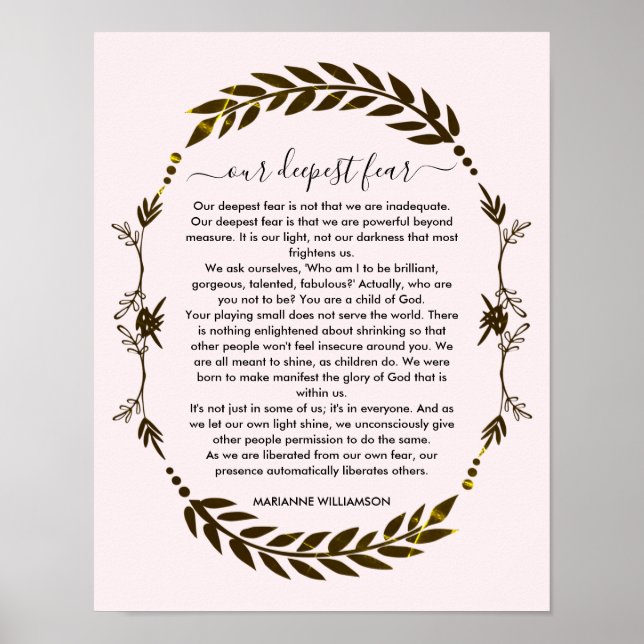Affiche NOTRE PEUR LA PLUS PROFONDE Marianne Williamson Po (Devant)