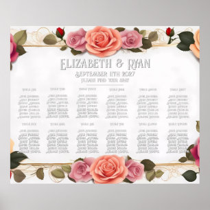 Affiche Notre plan de table d'amour en fleurs