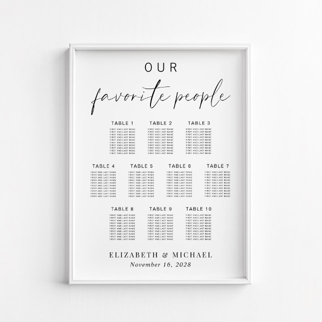Affiche Notre plan de table de mariage à 10 tables intitul (Créateur téléchargé)