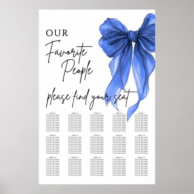 Affiche Notre plan de table de mariage préféré pour les pe (Devant)