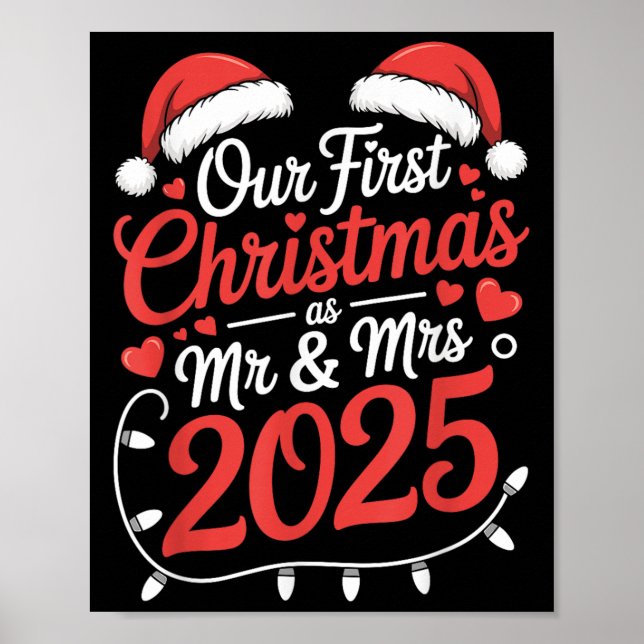 Affiche Notre Premier Noël Comme M. Mme 2025 Couples Marié (Devant)