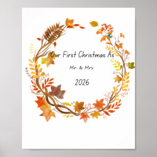 Affiche Notre premier Noël M. et Mme 2026 Cadeau de fiança