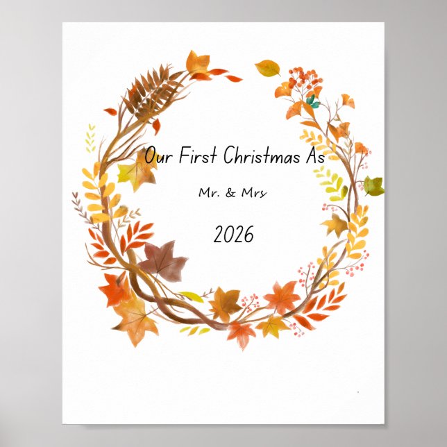 Affiche Notre premier Noël M. et Mme 2026 Cadeau de fiança (Devant)