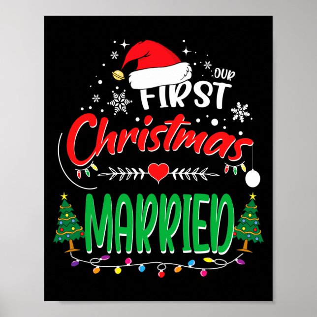 Affiche Notre premier Noël mariés jeune marié M. et Mme  (Devant)