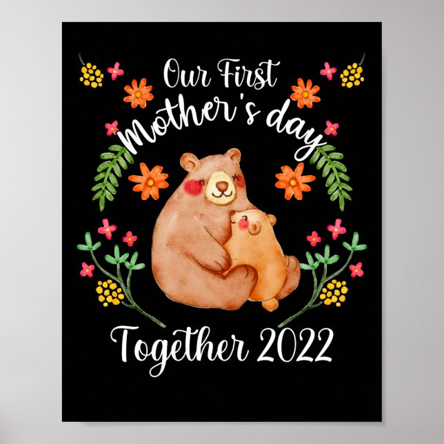 Affiche Notre première fête des mères ensemble 2022 mignon (Devant)