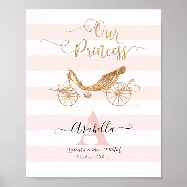 Affiche Notre Princesse Elegant Gold Blush Carriage Script (Devant)