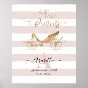 Affiche Notre Princesse Elegant Gold Blush Carriage Script